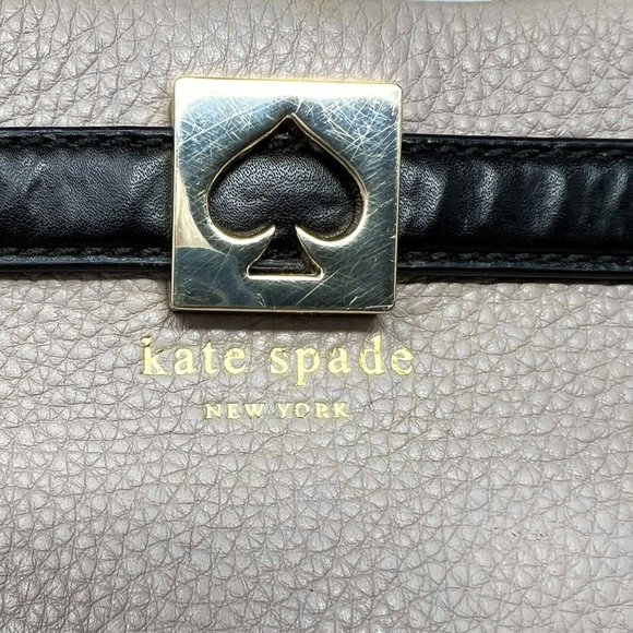 Kate Spade Houston Street  Taupe‎ Cream Two Tone Handbag Black / Silver Accent - Picture 8 of 14